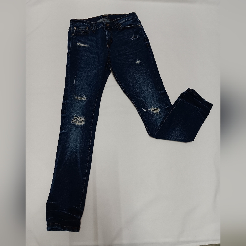 Dark Blue Distressed Women's Jeans